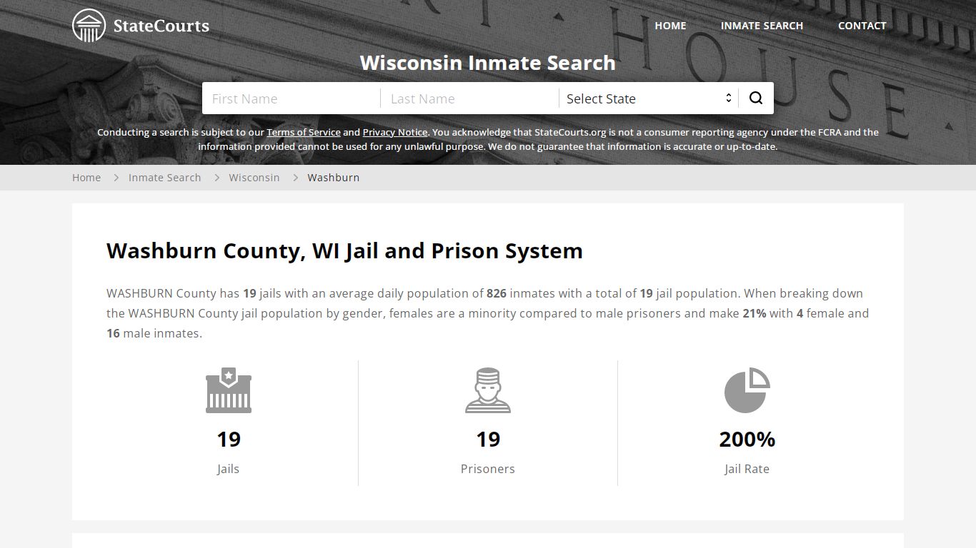 Washburn County, WI Inmate Search - StateCourts
